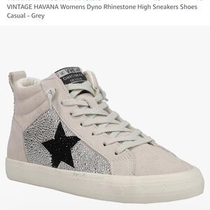 VINTAGE HAVANA Womens Dyno Rhinestone High Sneakers Shoes Casual - Grey
